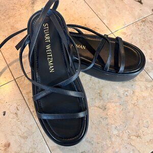 STUART WEITZMAN SUMMERLIFT FLATFORM SANDALS BLACK SIZE 9 (39.5)